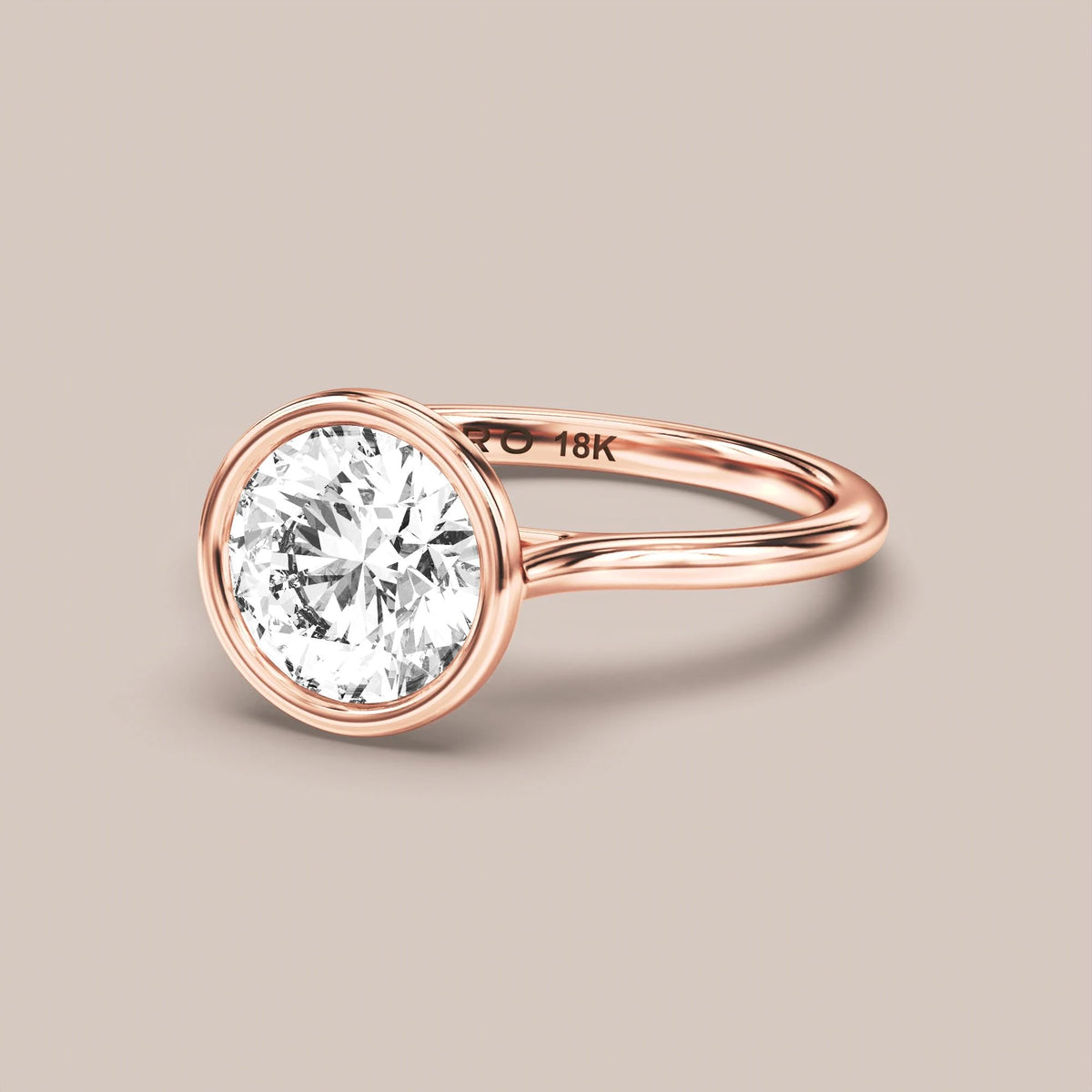 Cathedral Bezel Set engagement ring in 18K rose gold