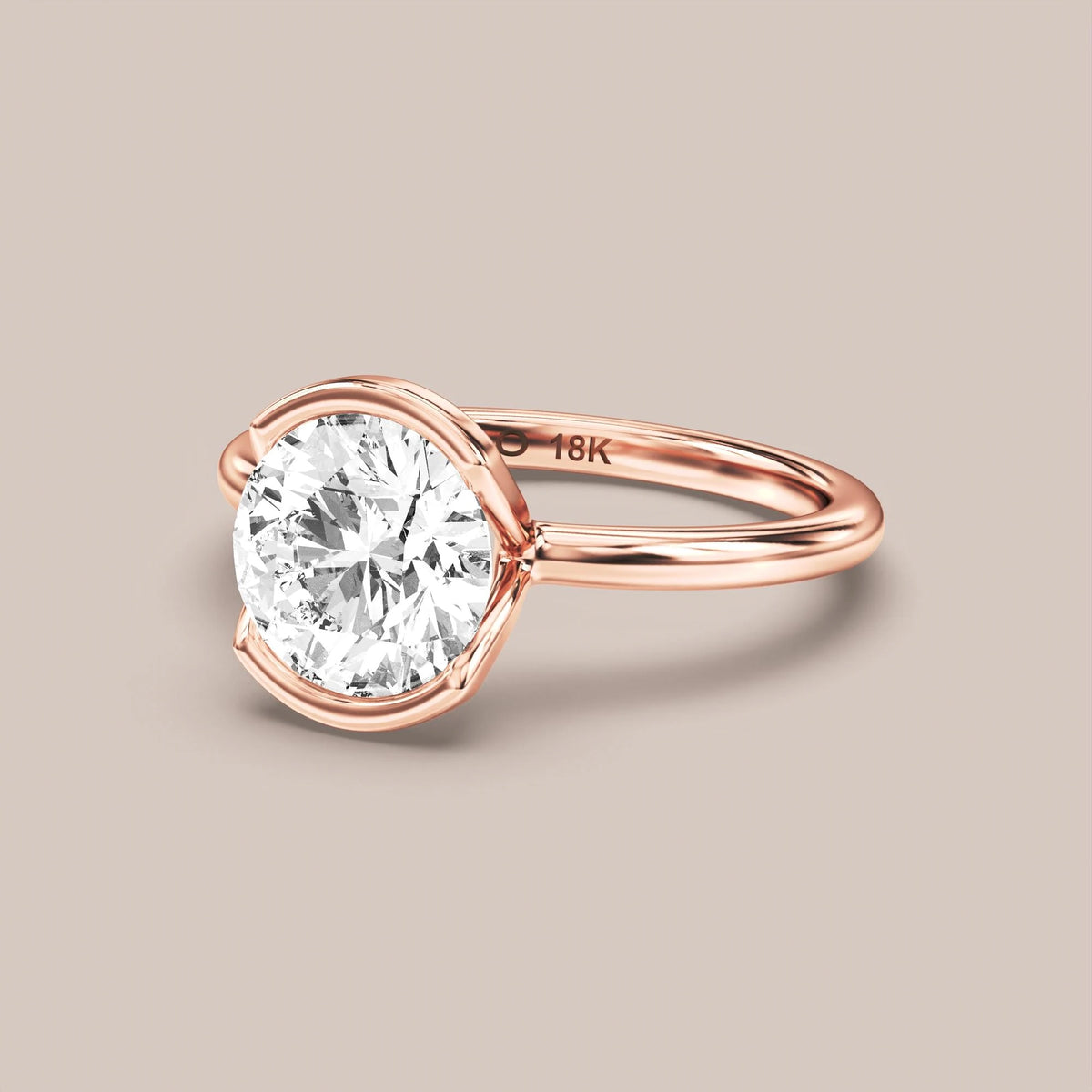 Classic Half Bezel Set engagement ring in 18K rose gold