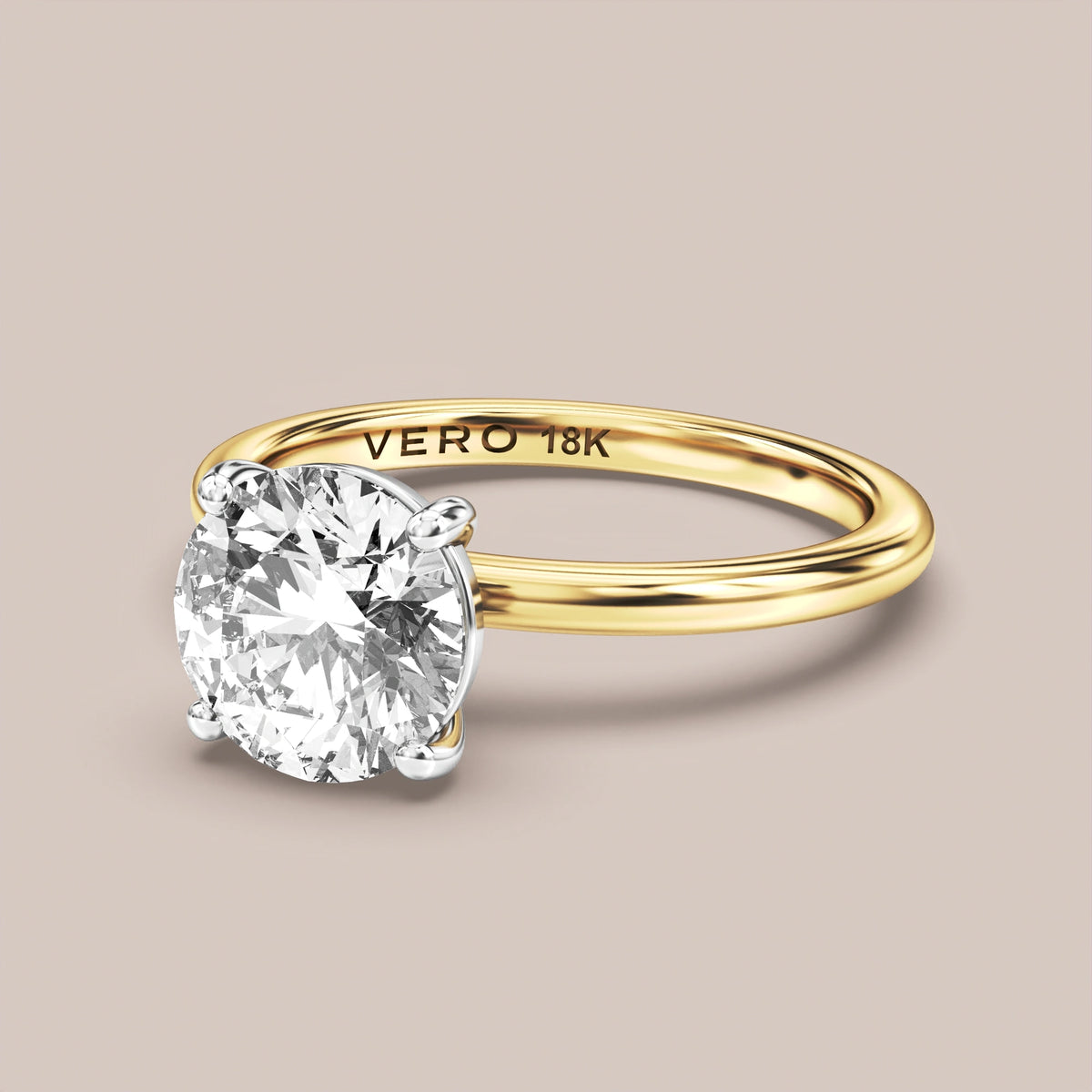 Classic Solitaire engagement ring in 18K two-tone gold