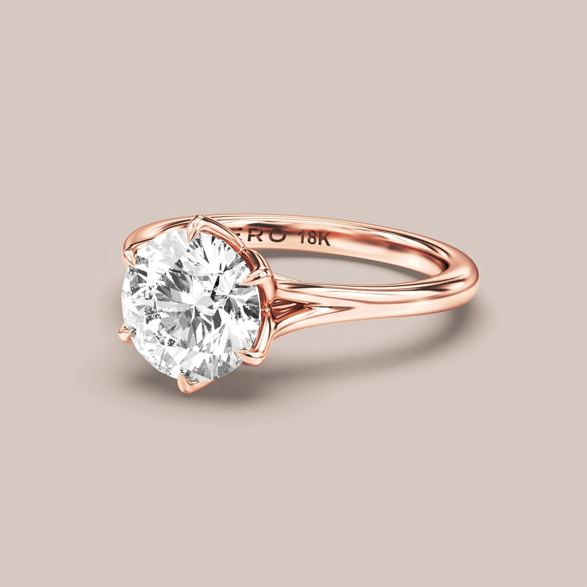 Split Shank Tulip Basket engagement ring in 18K rose gold