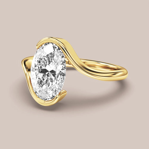 North-South engagement ring with an oval diamond