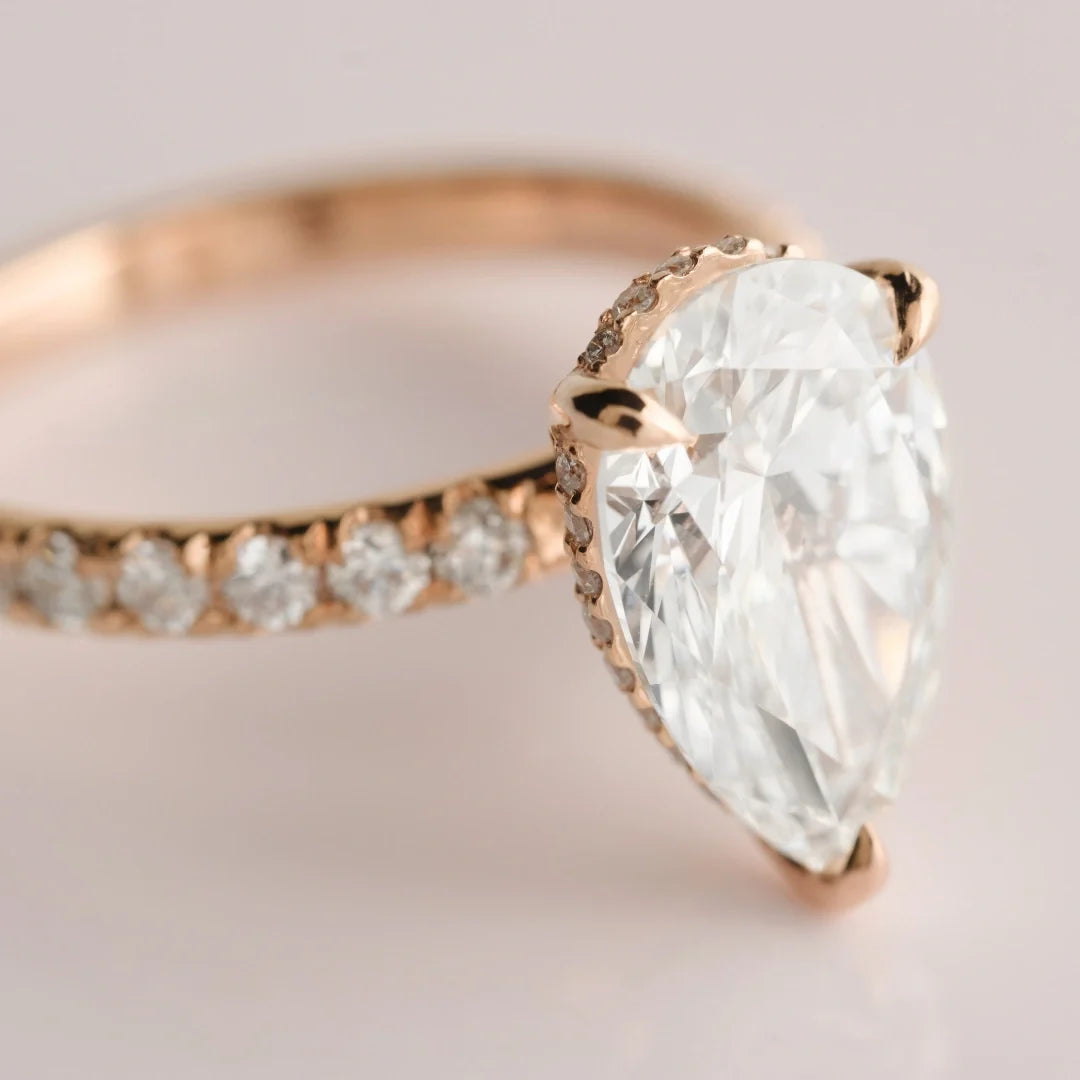 Pear-cut rose gold engagement ring made by Vero Diamonds in Ottawa