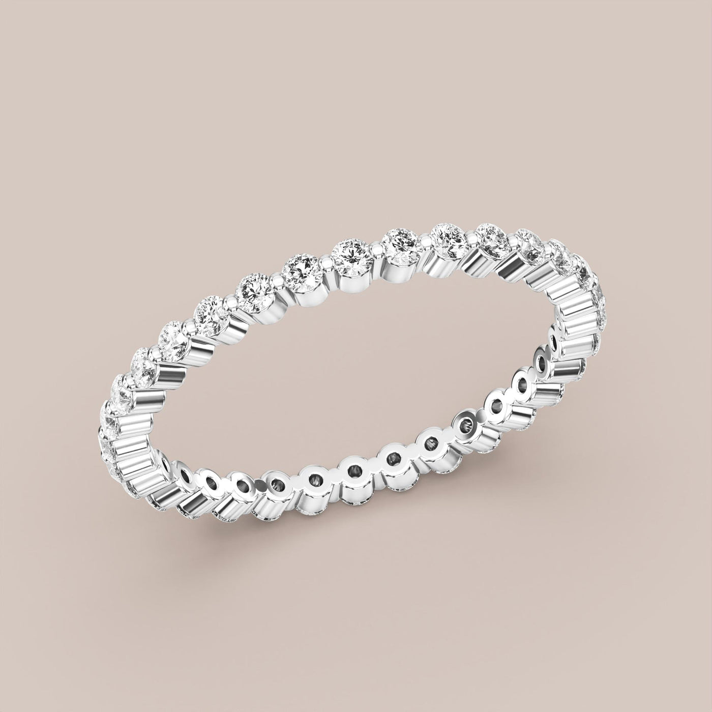 Single Prong Shared Diamond Band Full Eternity