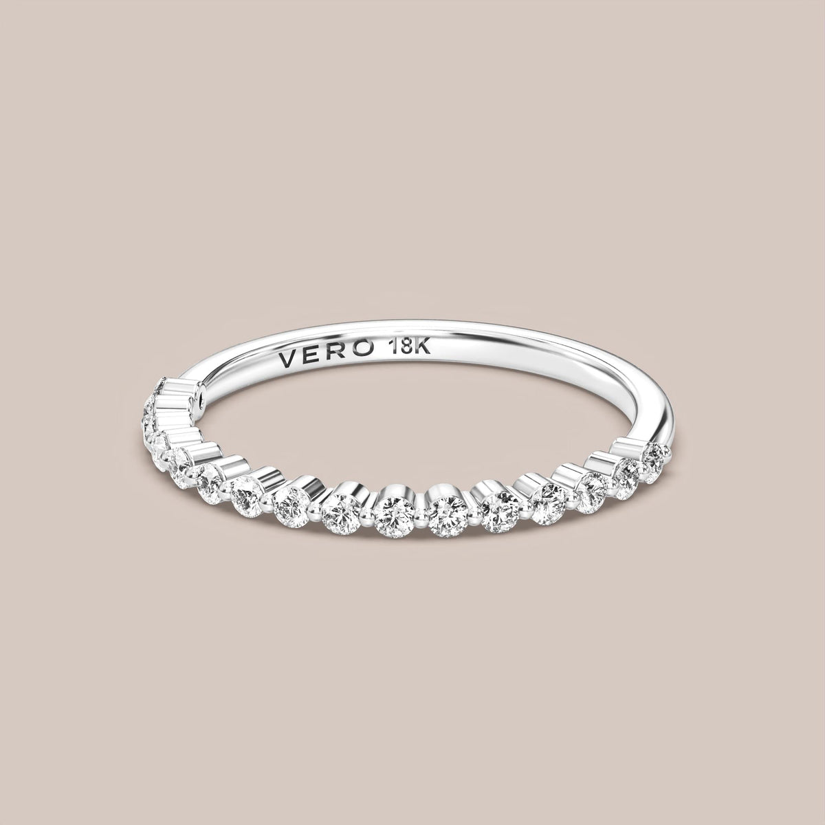 Single Prong Shared Diamond Band Half Eternity