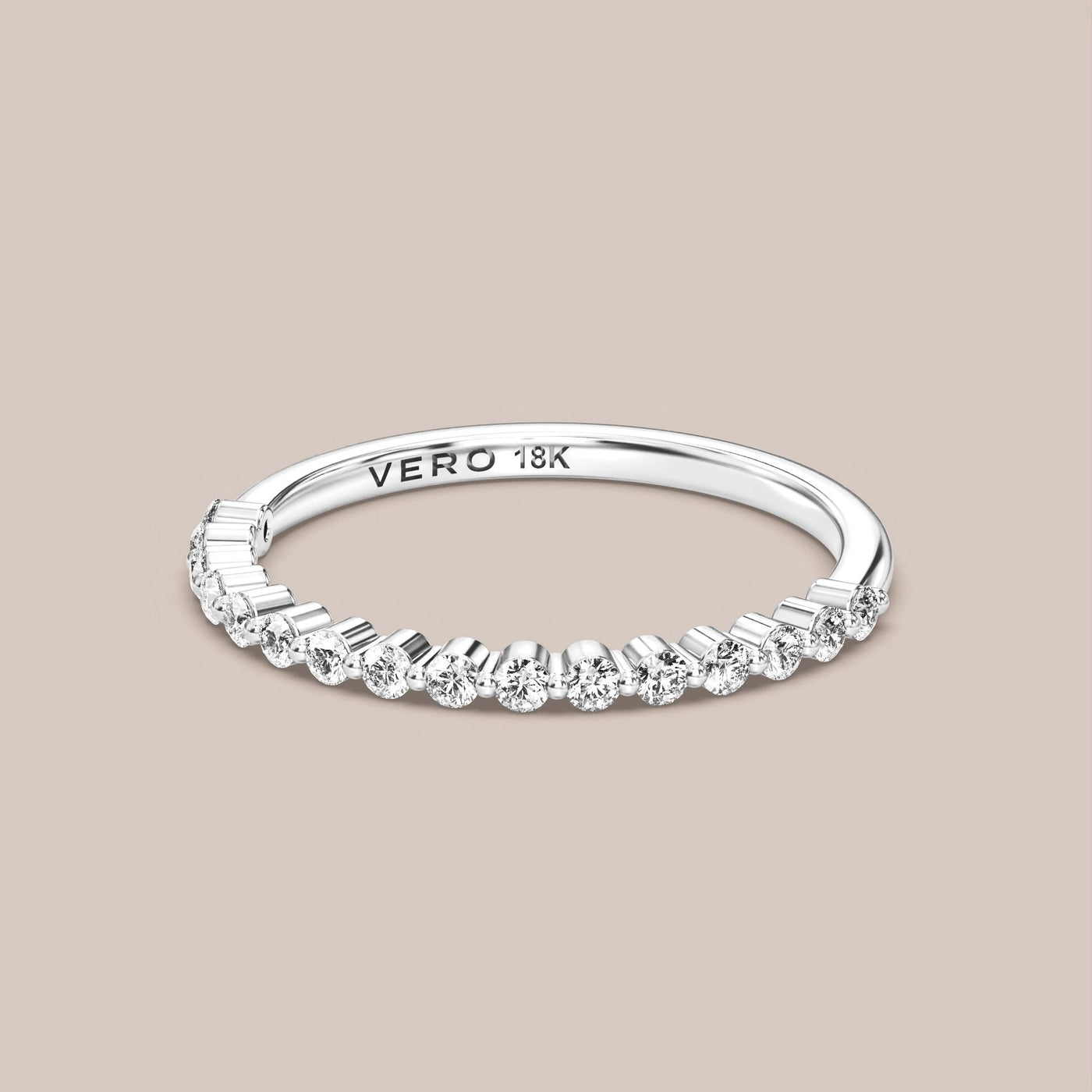 Single Prong Shared Diamond Band Half Eternity