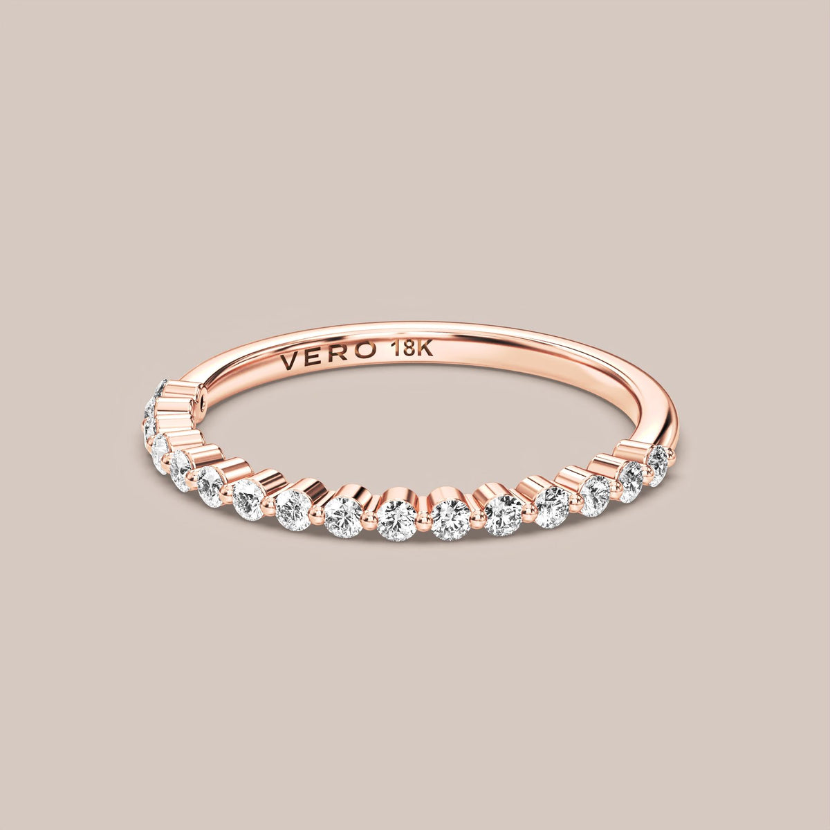 Single Prong Shared Diamond Band Half Eternity