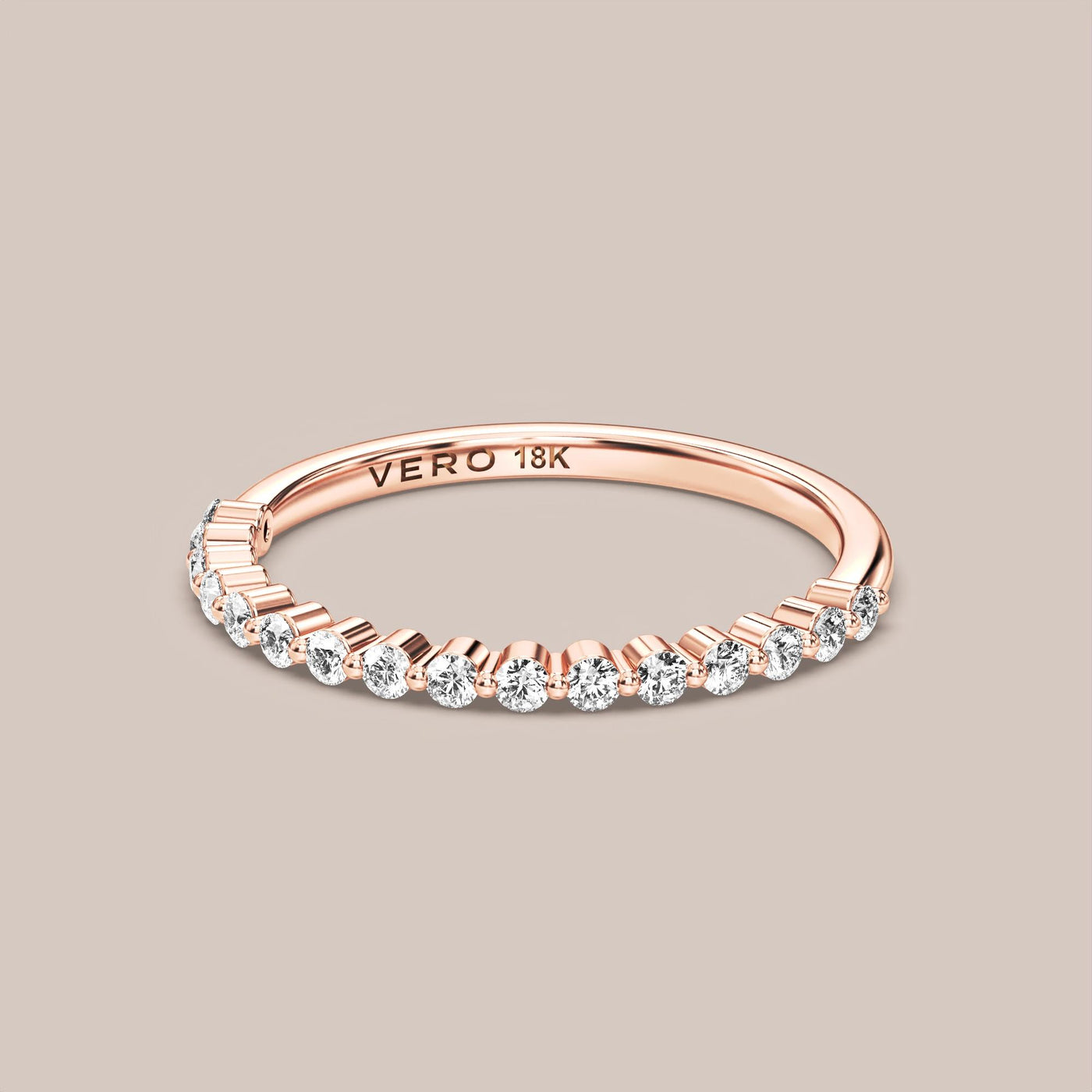 Single Prong Shared Diamond Band Half Eternity