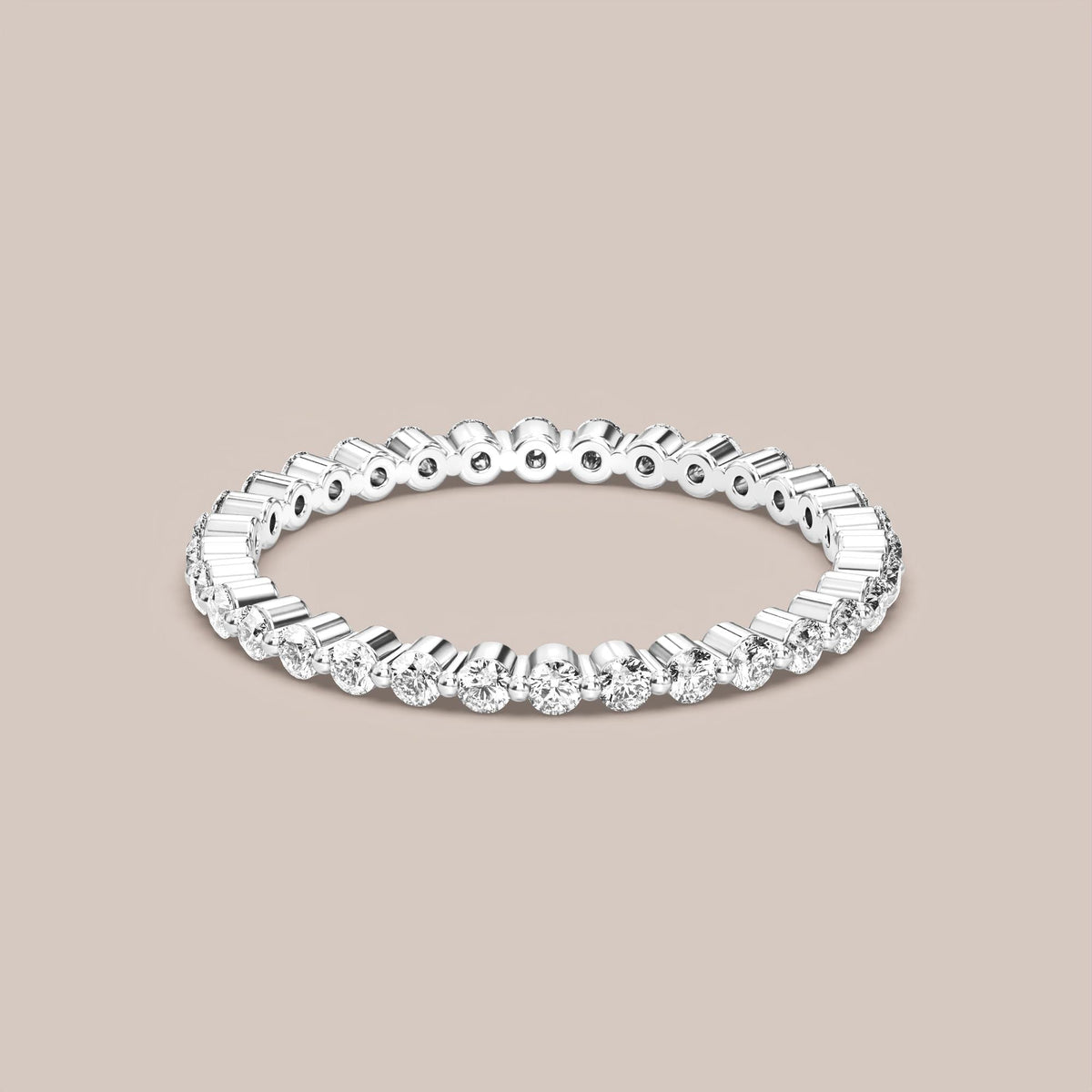 Single Prong Shared Diamond Band Full Eternity