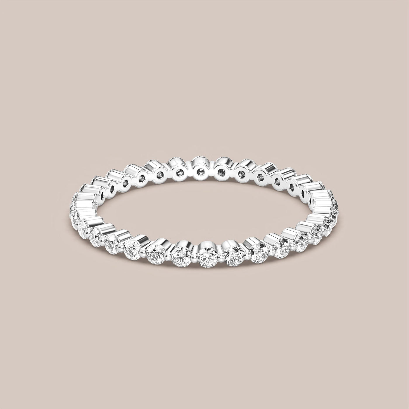 Single Prong Shared Diamond Band Full Eternity