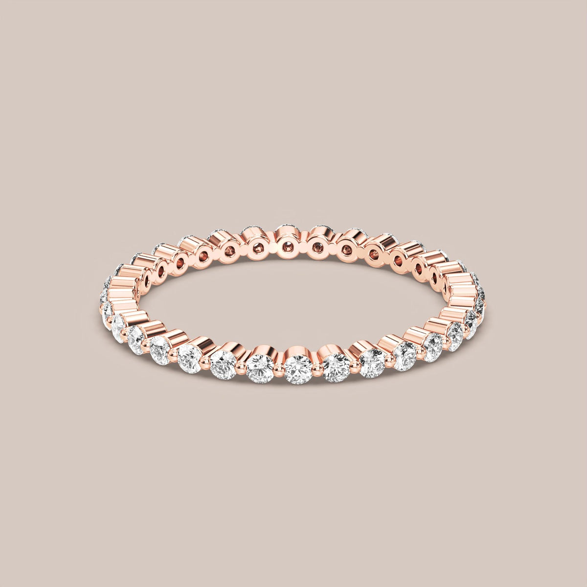 Single Prong Shared Diamond Band Full Eternity