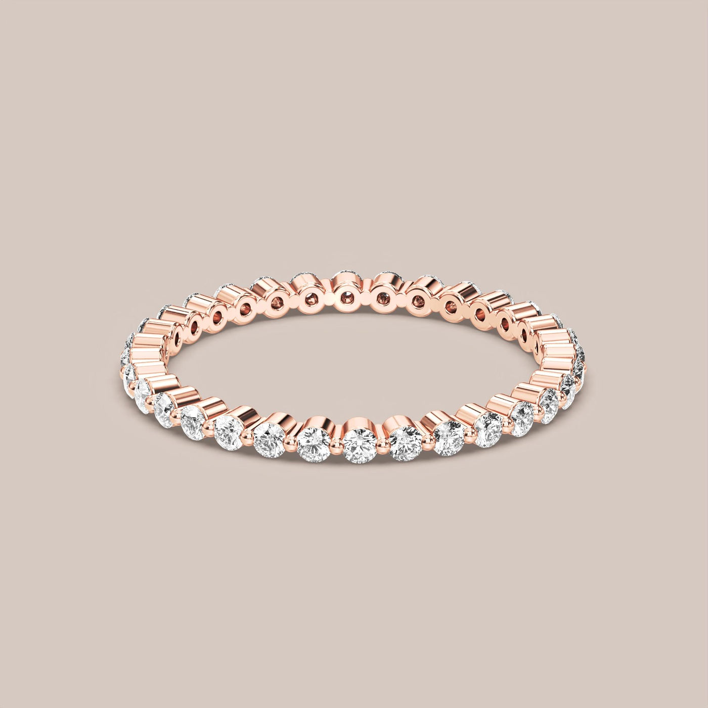 Single Prong Shared Diamond Band Full Eternity