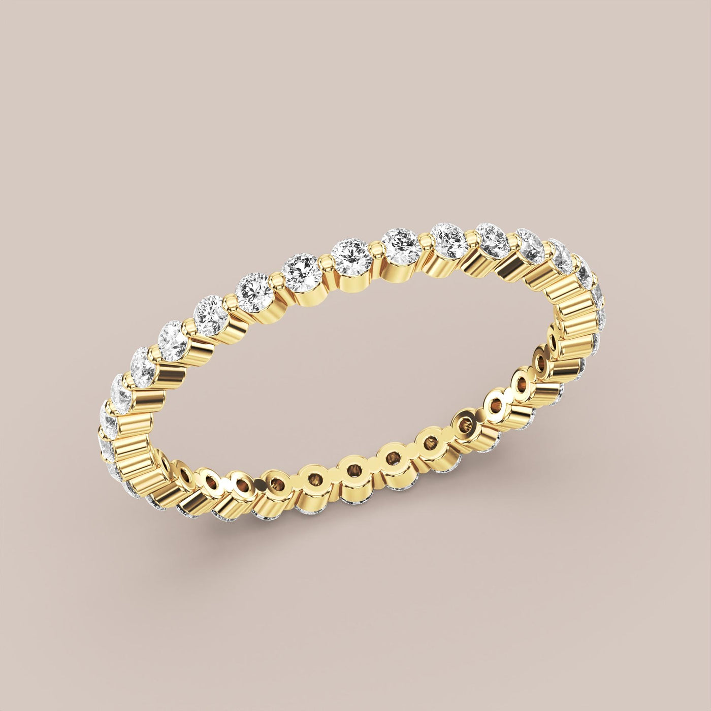 Single Prong Shared Diamond Band Full Eternity
