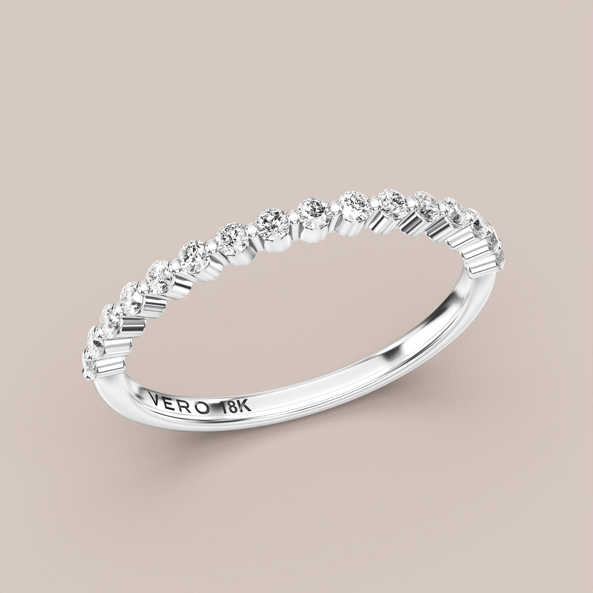 Single Prong Shared Diamond Band Half Eternity