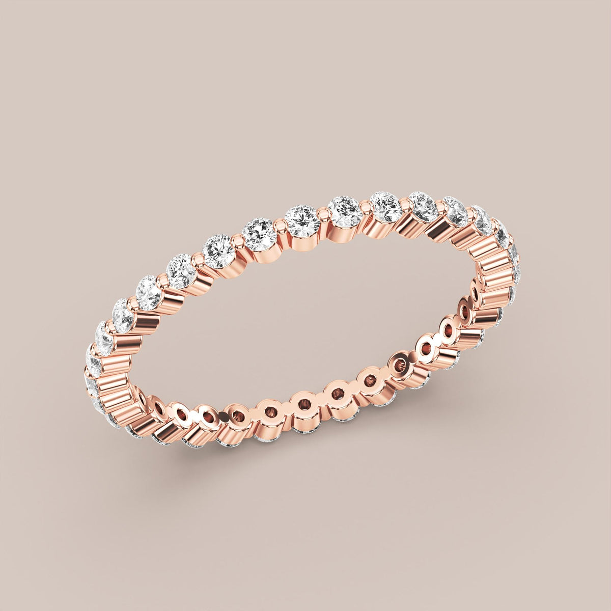 Single Prong Shared Diamond Band Full Eternity