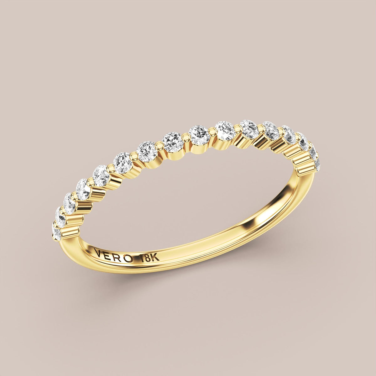 Single Prong Shared Diamond Band Half Eternity