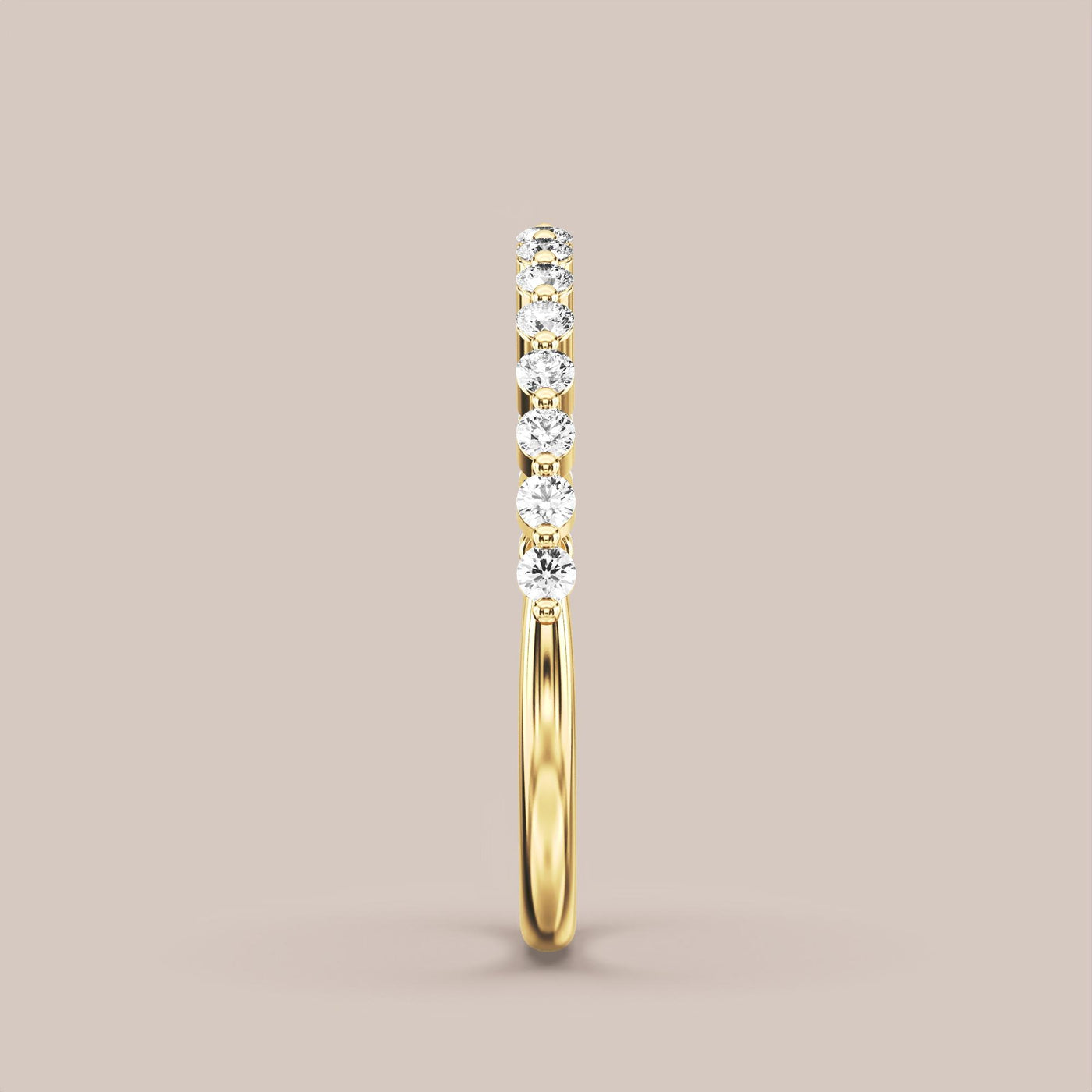 Single Prong Shared Diamond Band Half Eternity