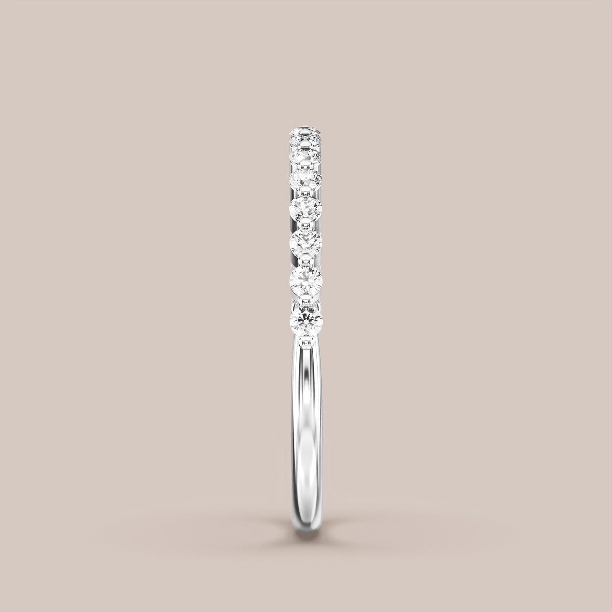 Single Prong Shared Diamond Band Half Eternity