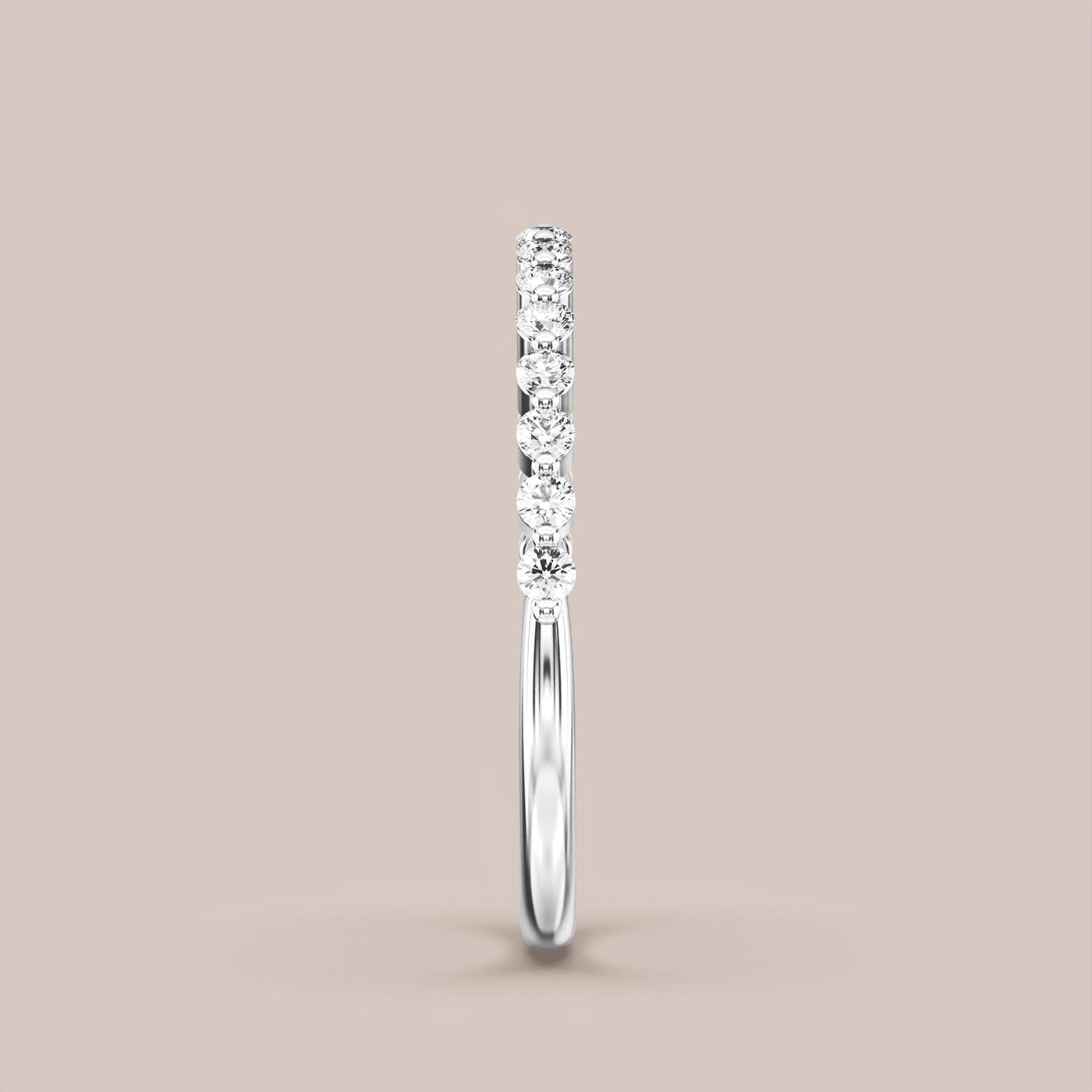 Single Prong Shared Diamond Band Half Eternity