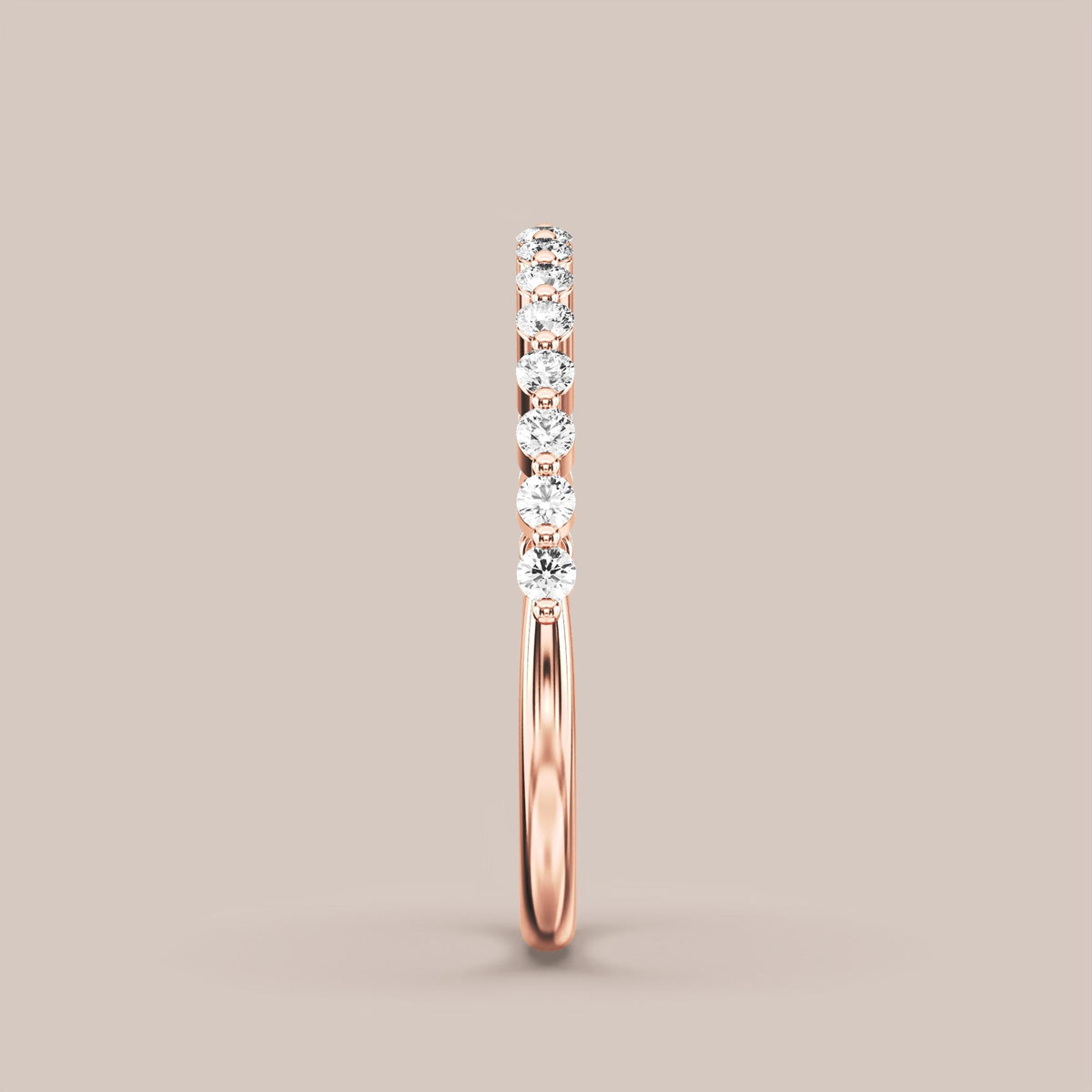 Single Prong Shared Diamond Band Half Eternity