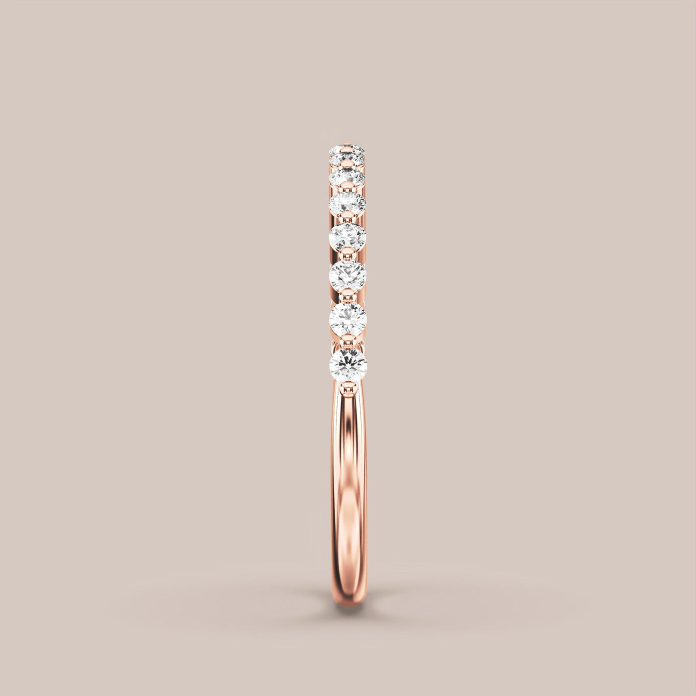 Single Prong Shared Diamond Band Half Eternity