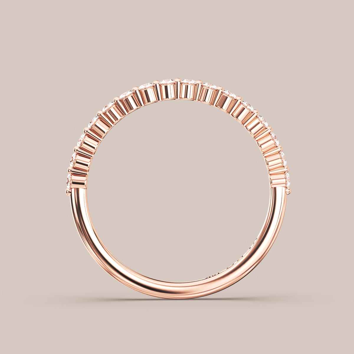 Single Prong Shared Diamond Band Half Eternity