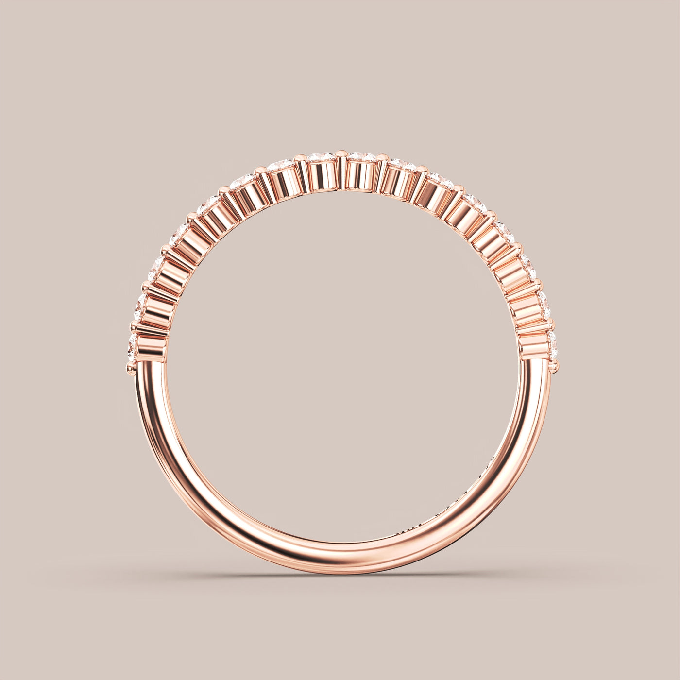 Single Prong Shared Diamond Band Half Eternity