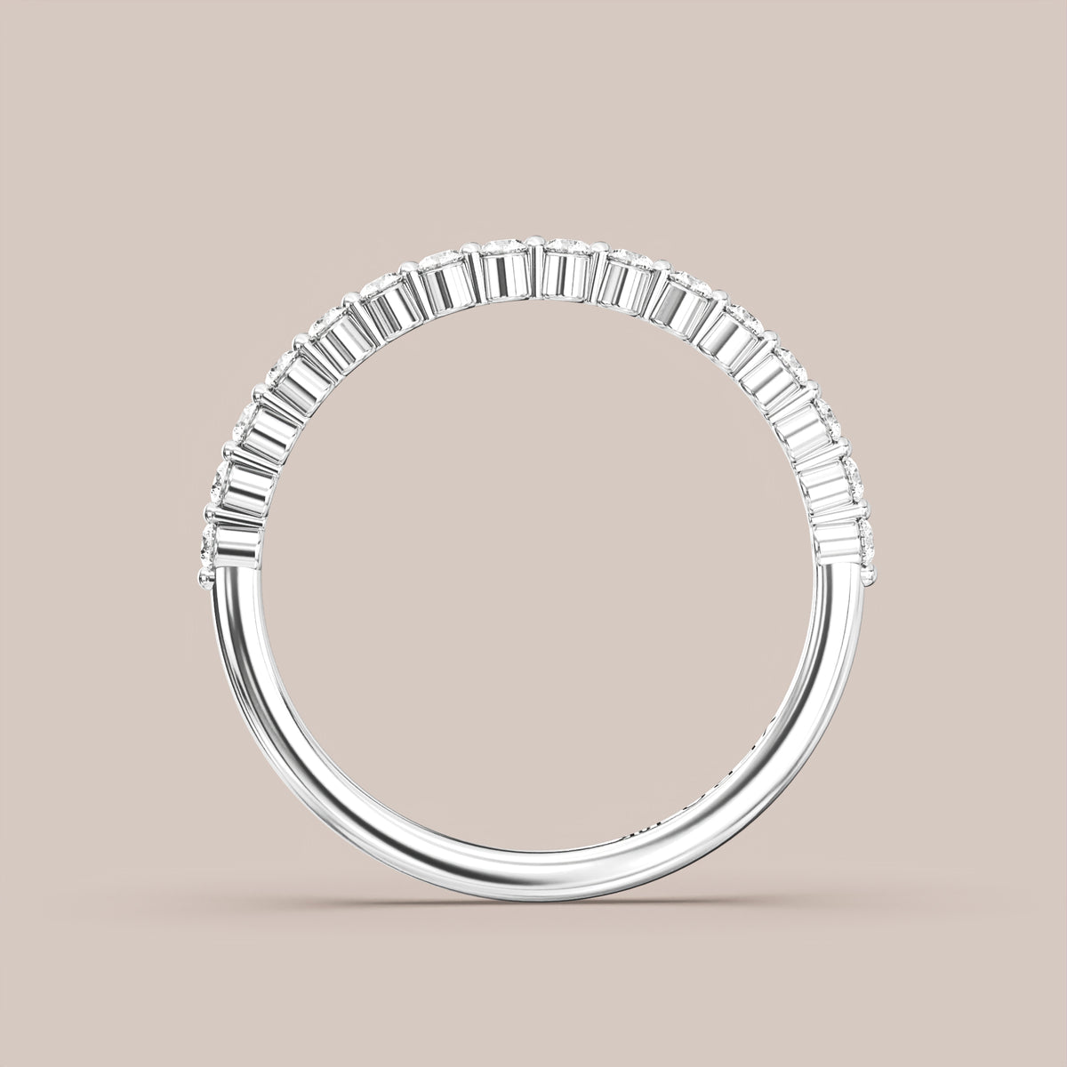 Single Prong Shared Diamond Band Half Eternity