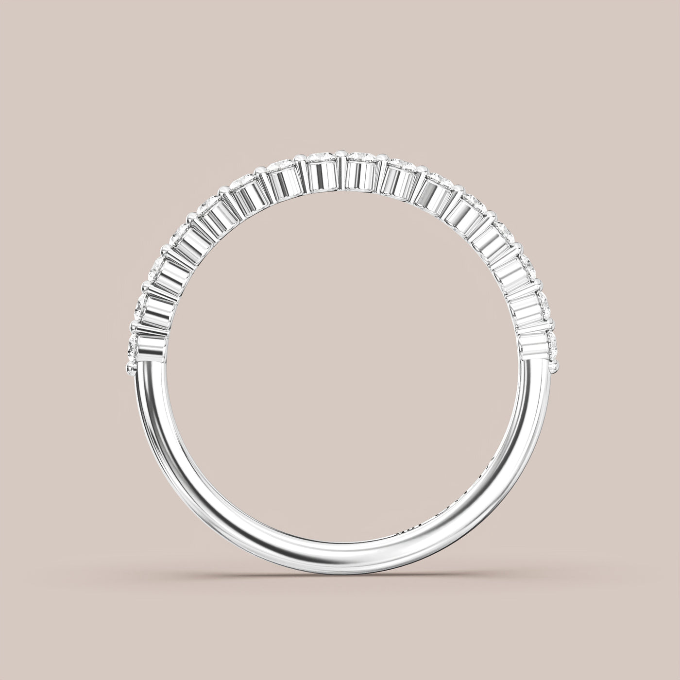 Single Prong Shared Diamond Band Half Eternity