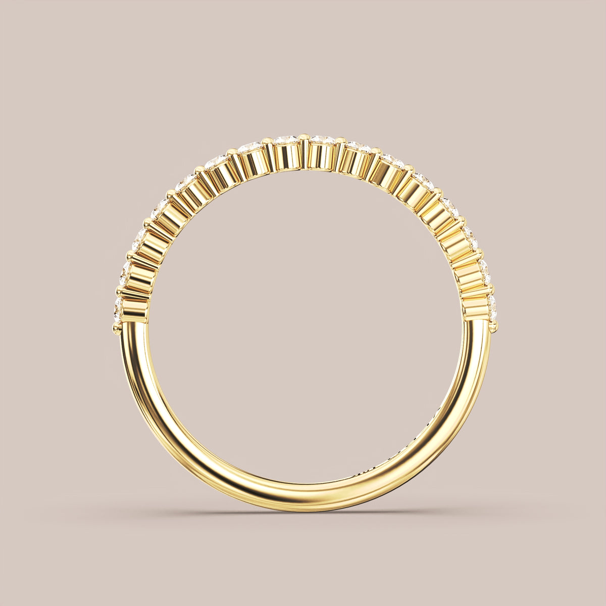 Single Prong Shared Diamond Band Half Eternity