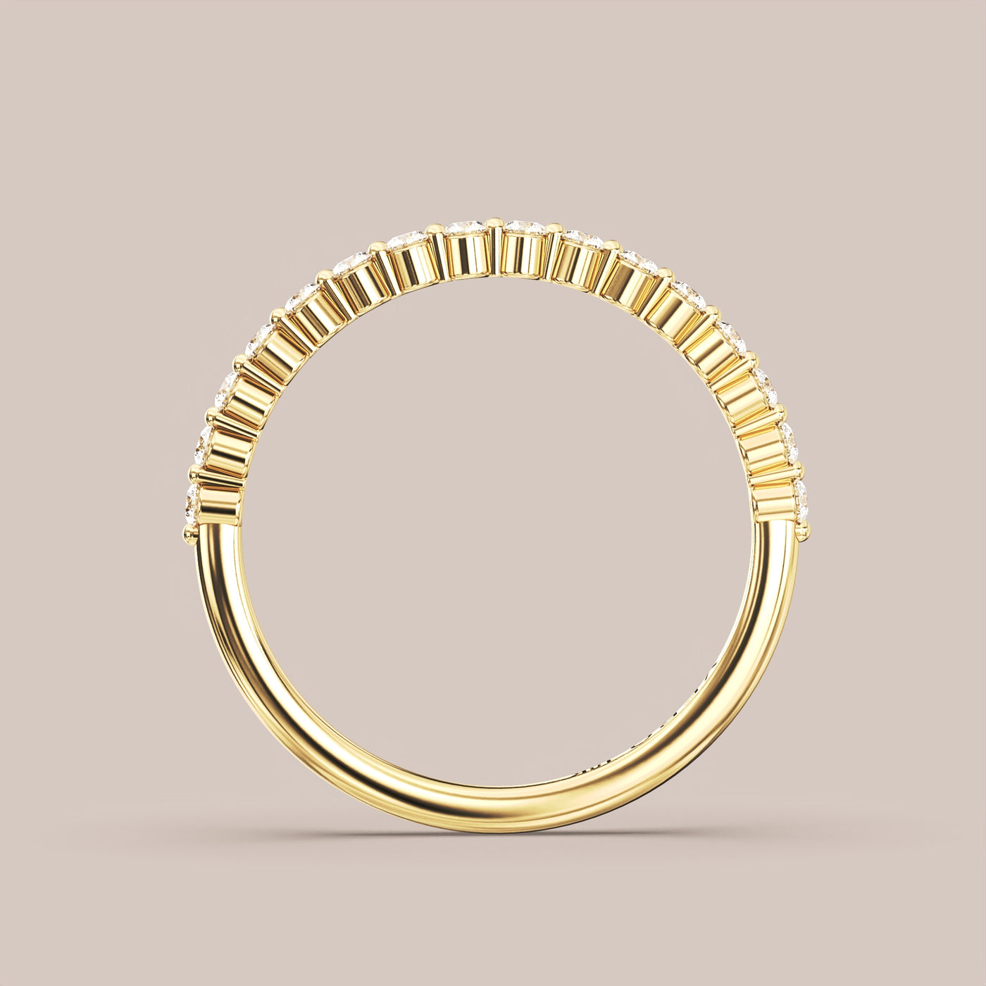Single Prong Shared Diamond Band Half Eternity