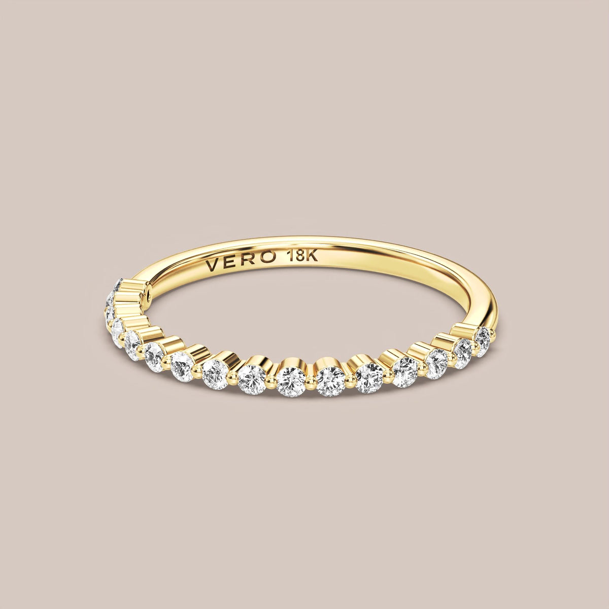 Single Prong Shared Diamond Band Half Eternity