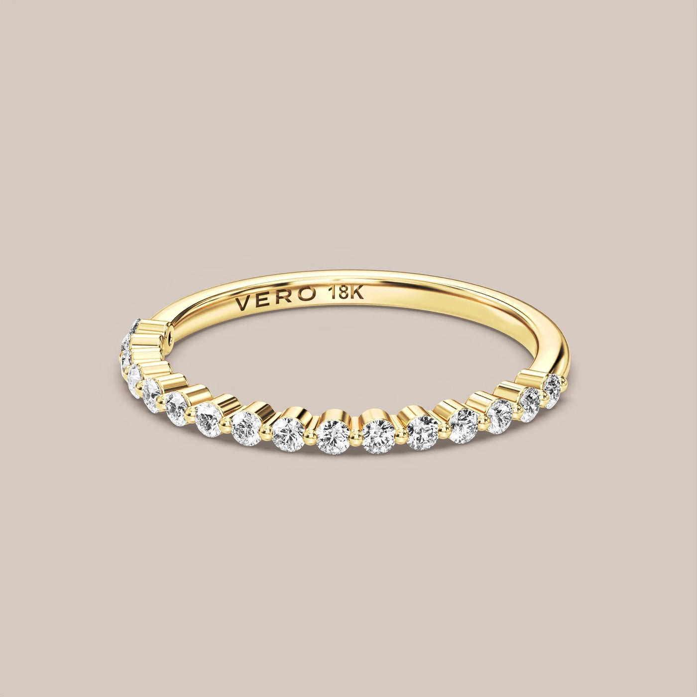 Single Prong Shared Diamond Band Half Eternity