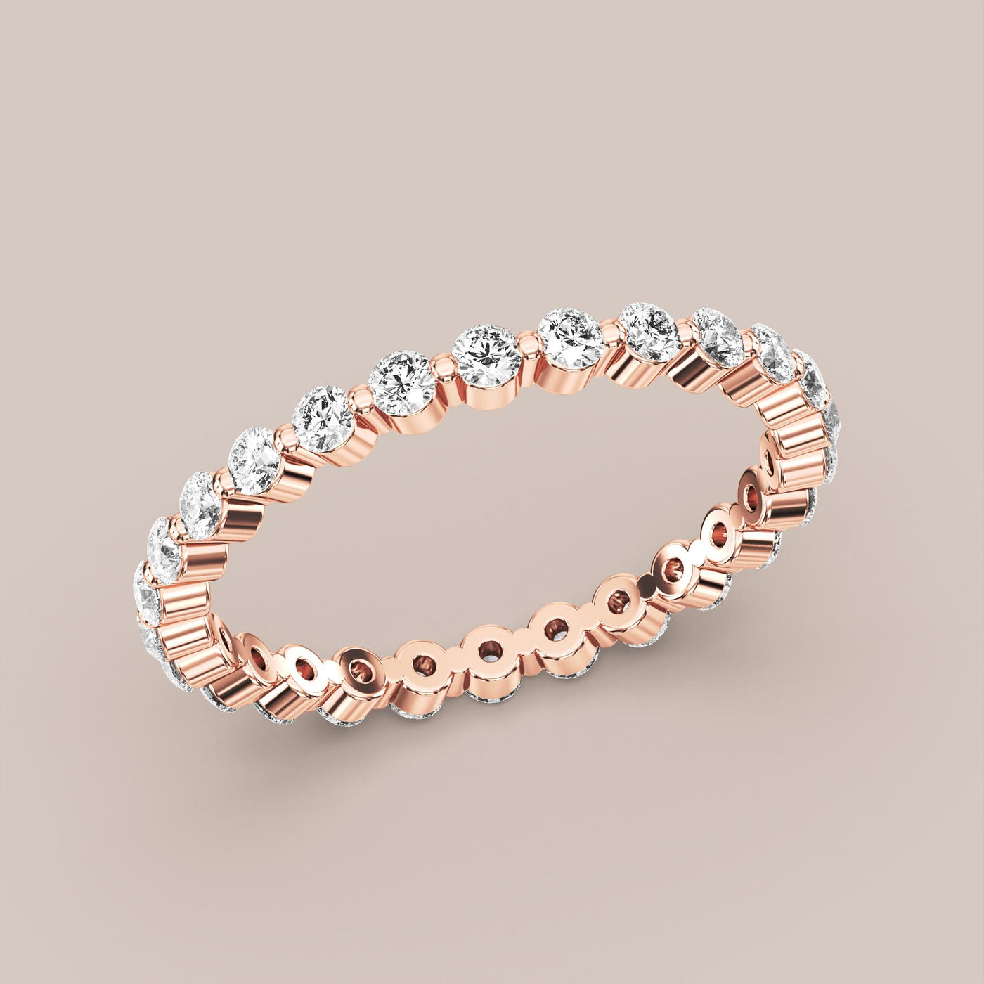 Single Prong Shared Diamond Band Full Eternity
