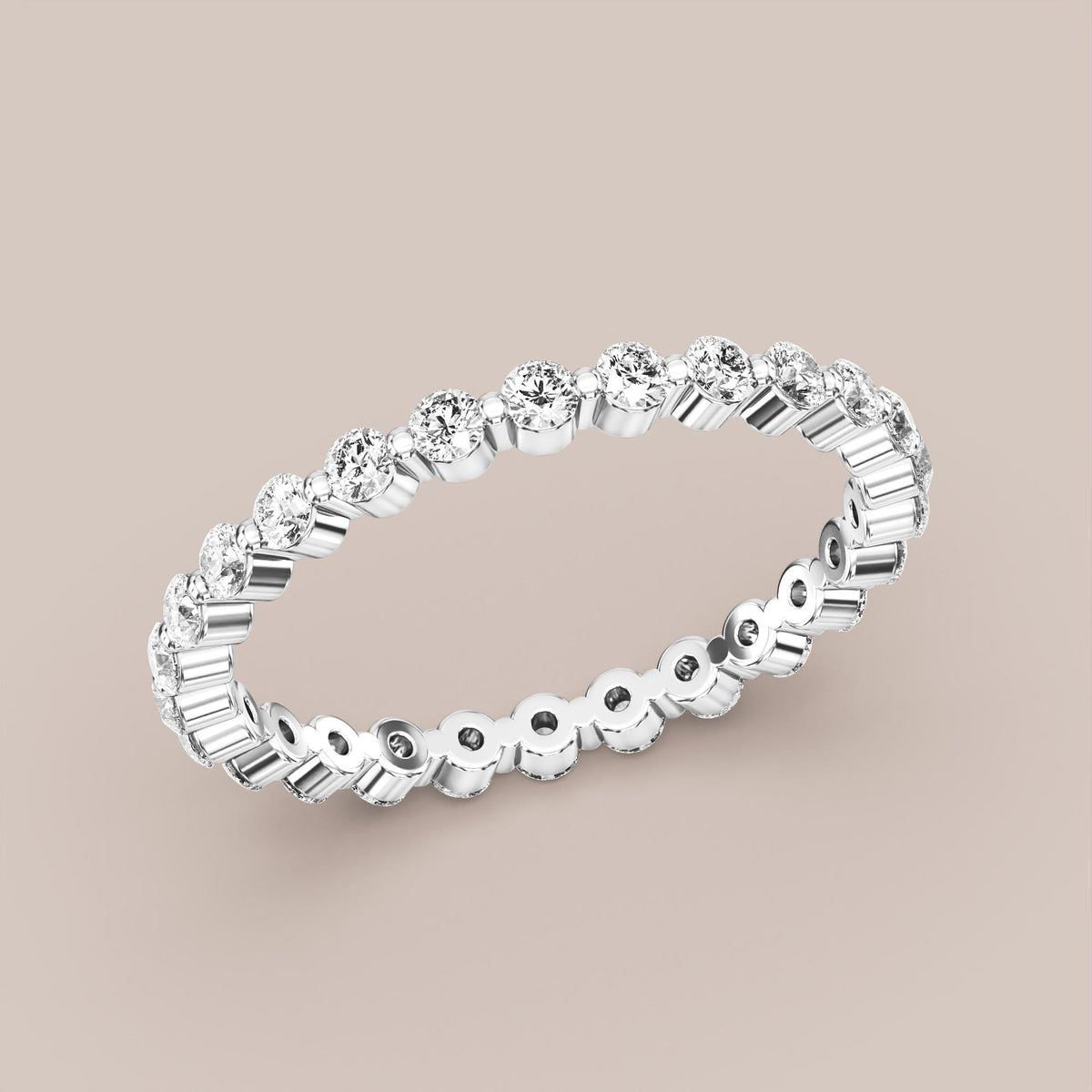 Single Prong Shared Diamond Band Full Eternity