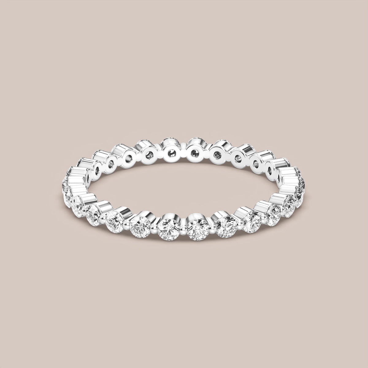 Single Prong Shared Diamond Band Full Eternity