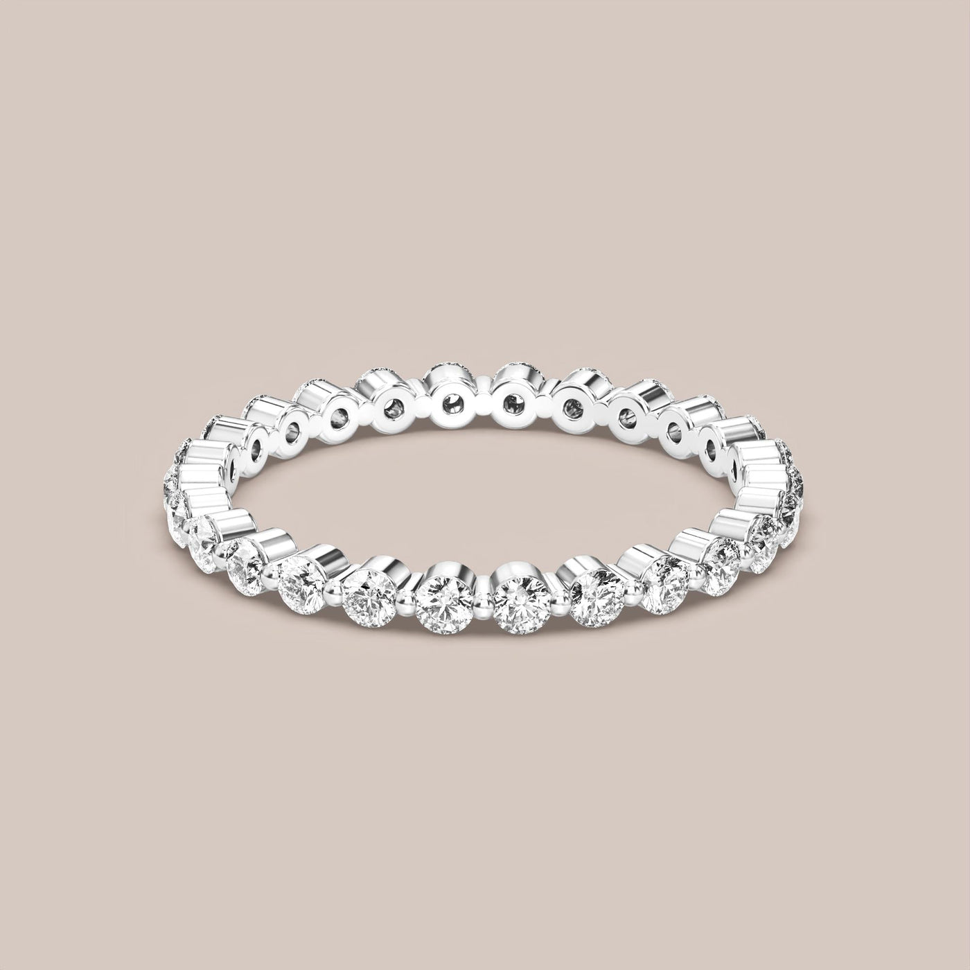 Single Prong Shared Diamond Band Full Eternity