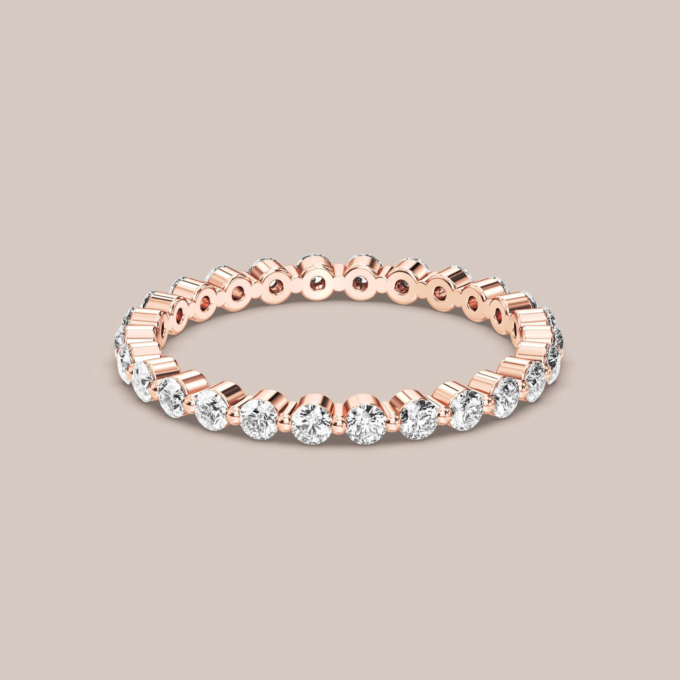 Single Prong Shared Diamond Band Full Eternity