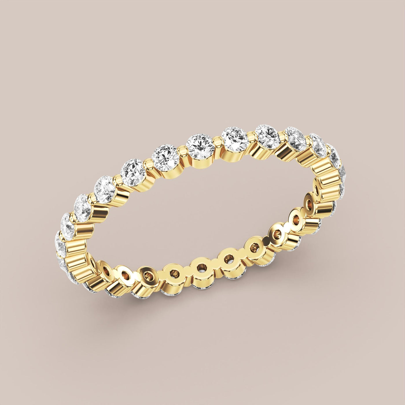 Single Prong Shared Diamond Band Full Eternity