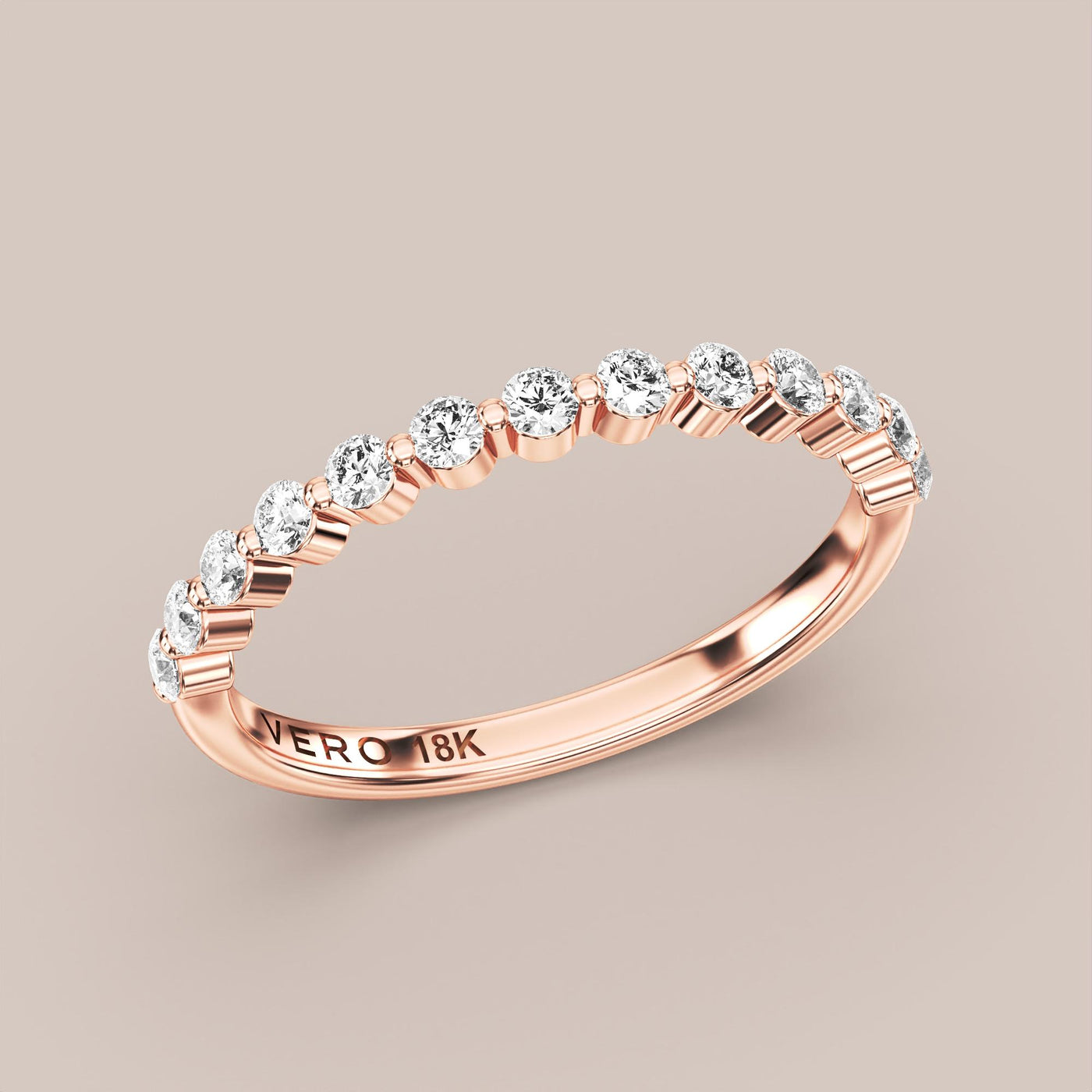 Single Prong Shared Diamond Band Half Eternity