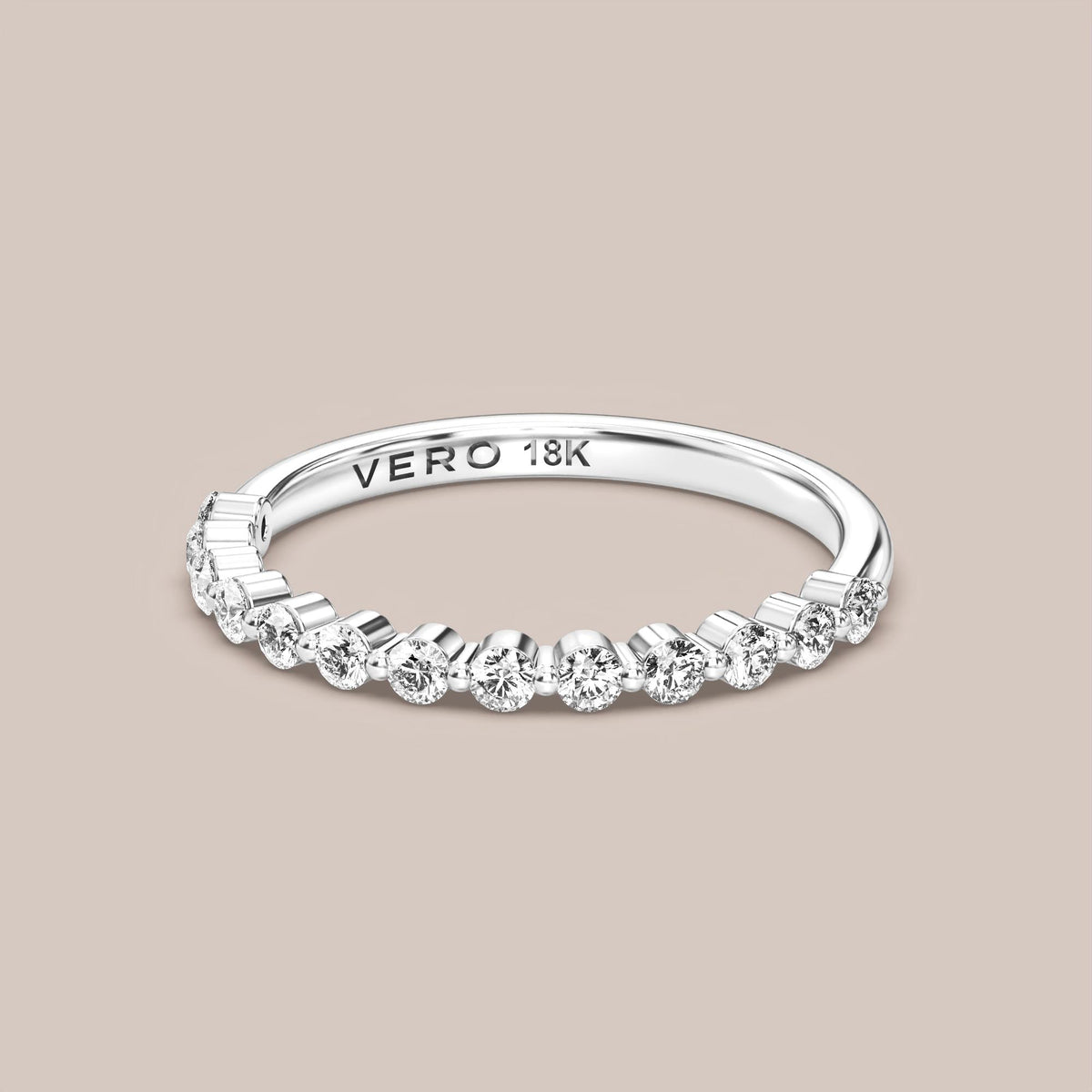 Single Prong Shared Diamond Band Half Eternity