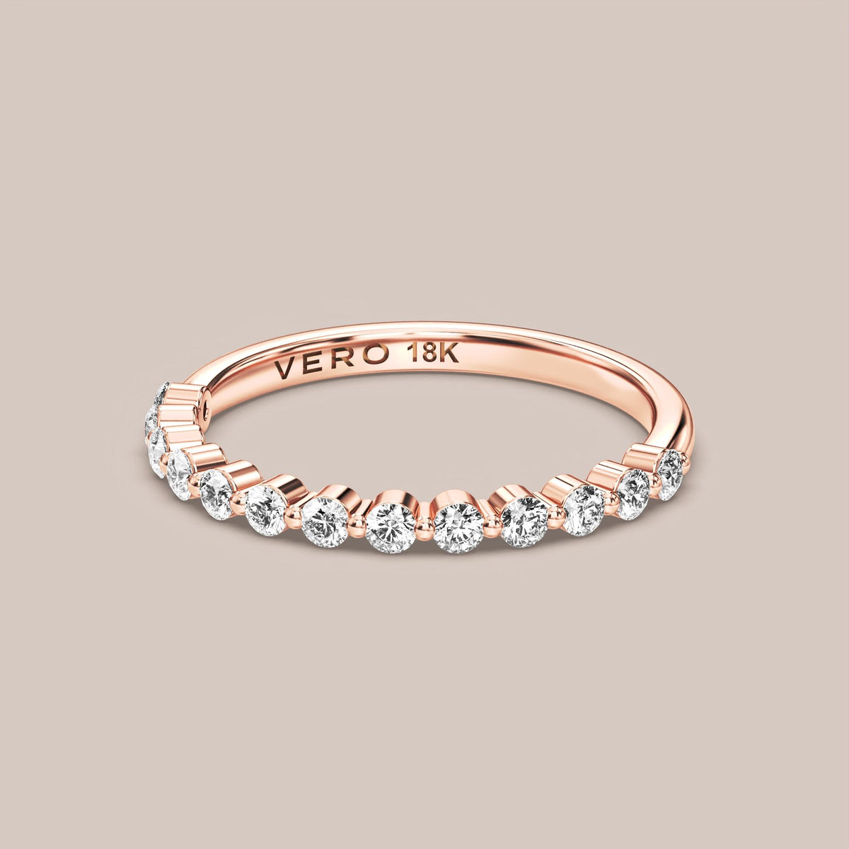 Single Prong Shared Diamond Band Half Eternity
