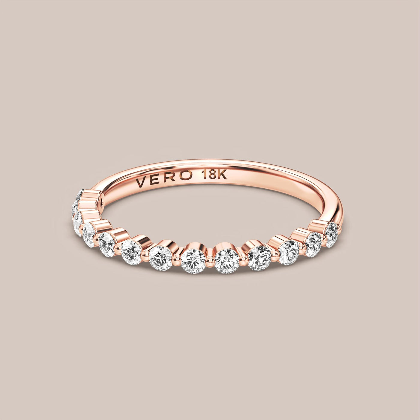 Single Prong Shared Diamond Band Half Eternity