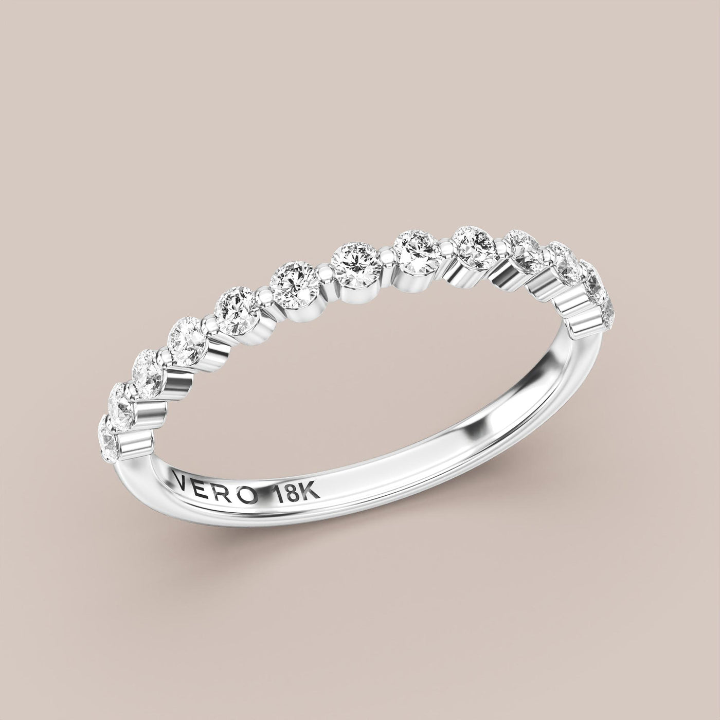 Single Prong Shared Diamond Band Half Eternity