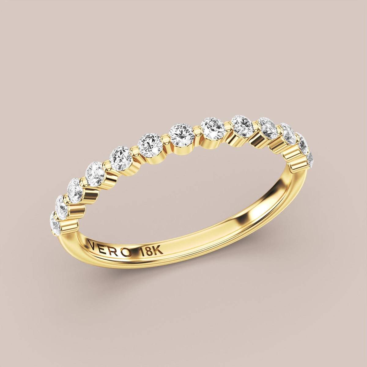 Single Prong Shared Diamond Band Half Eternity