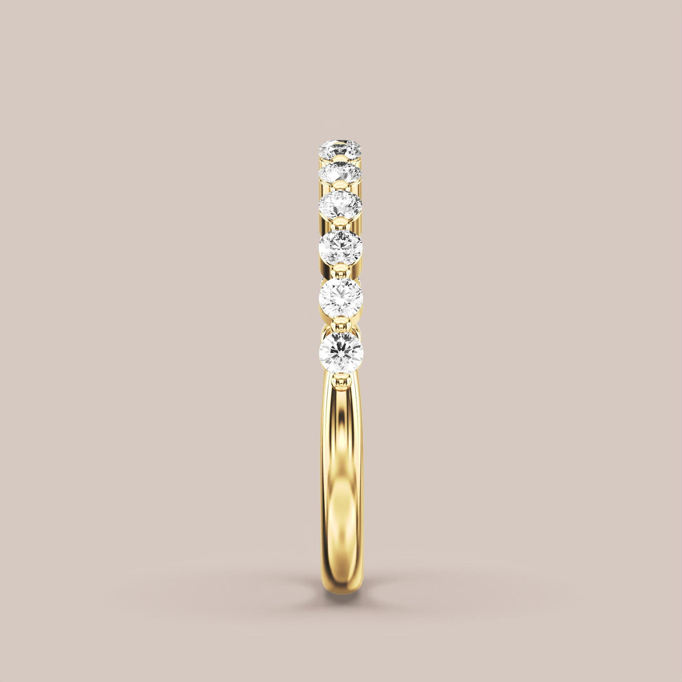 Single Prong Shared Diamond Band Half Eternity