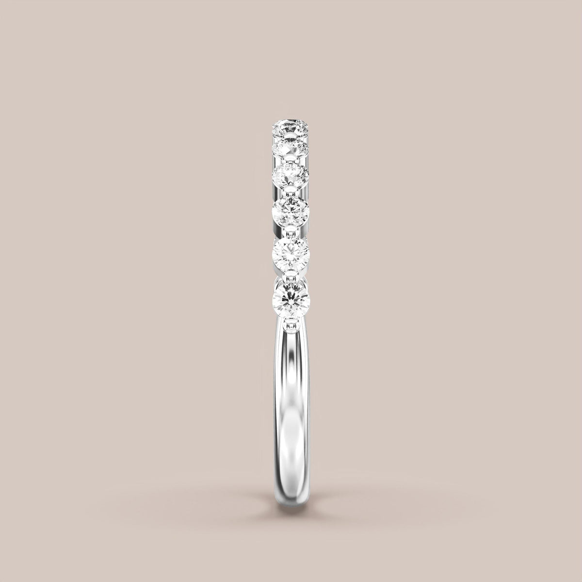 Single Prong Shared Diamond Band Half Eternity