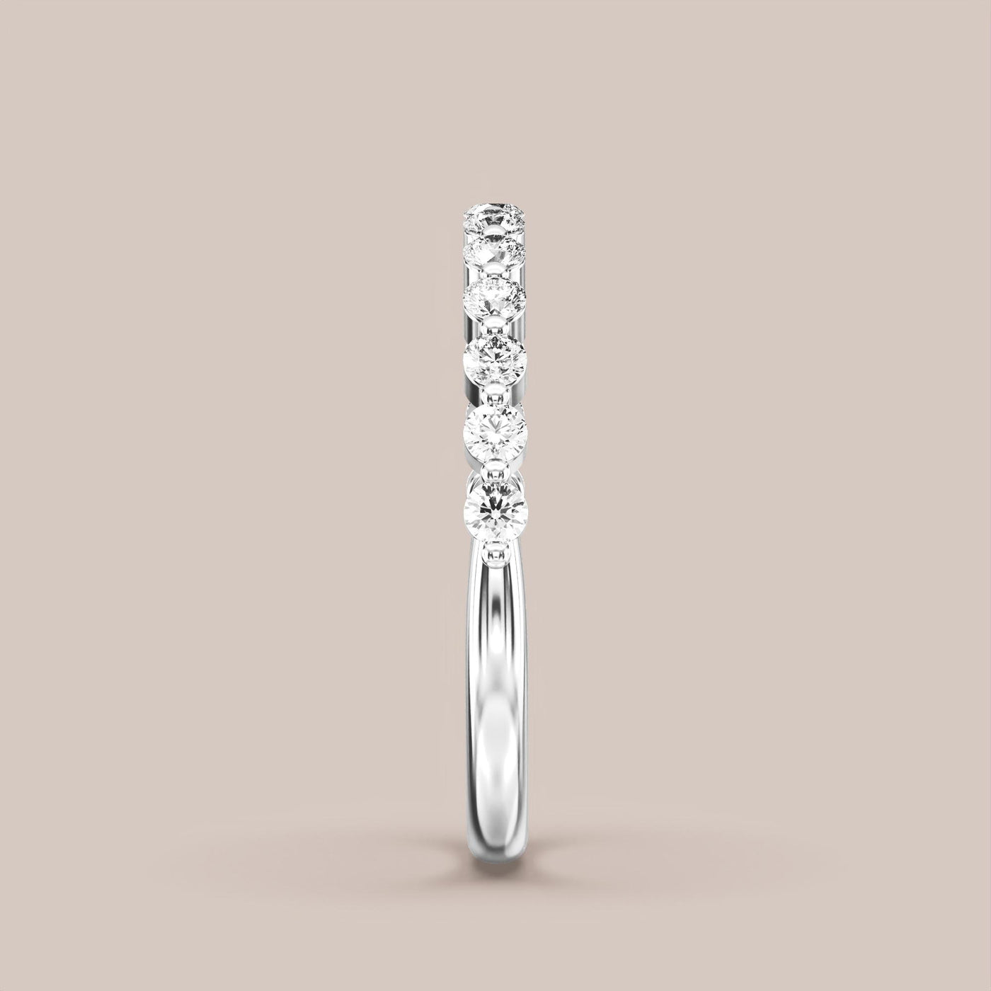 Single Prong Shared Diamond Band Half Eternity