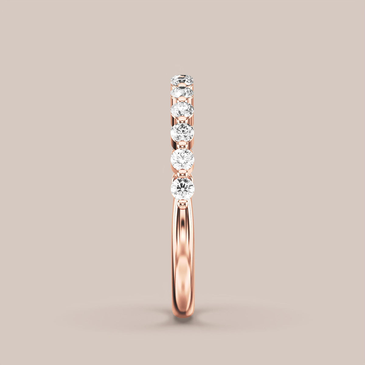 Single Prong Shared Diamond Band Half Eternity