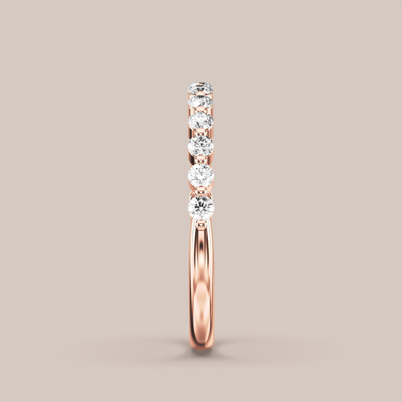 Single Prong Shared Diamond Band Half Eternity