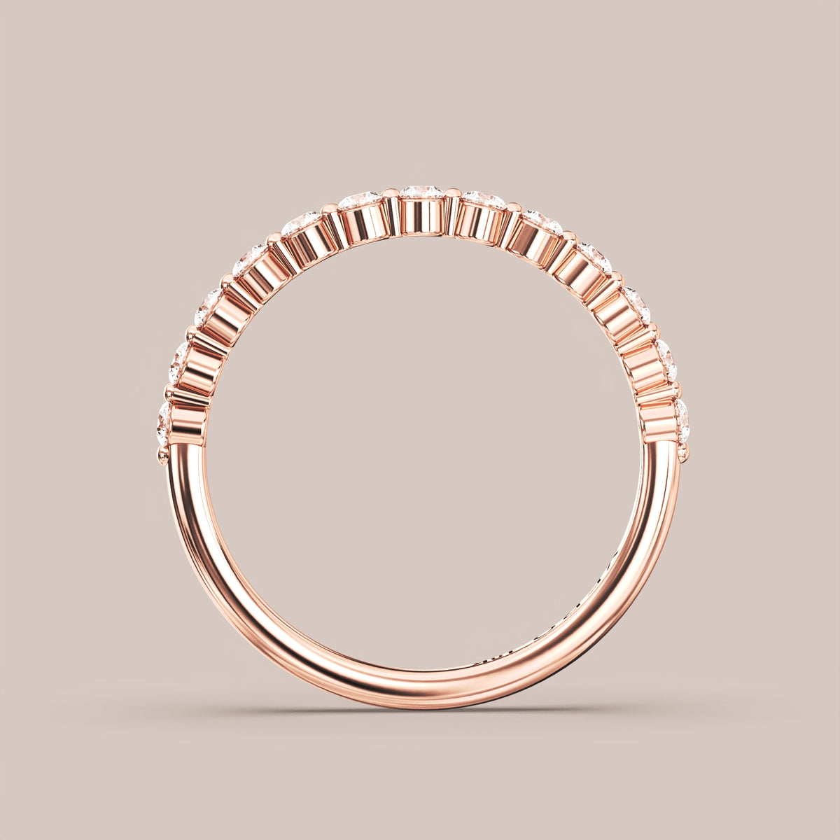 Single Prong Shared Diamond Band Half Eternity